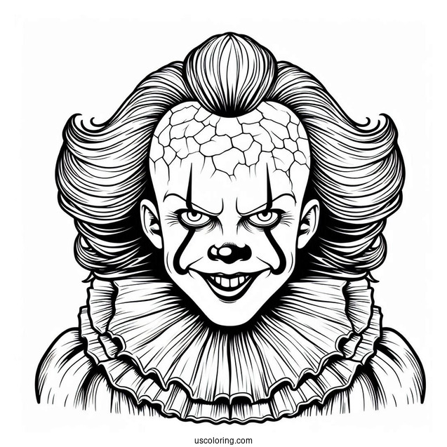 Grinning Pennywise Coloring Page For Kids