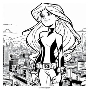 Ben 10 Coloring Page Of Adult Gwen Tennyson In The City