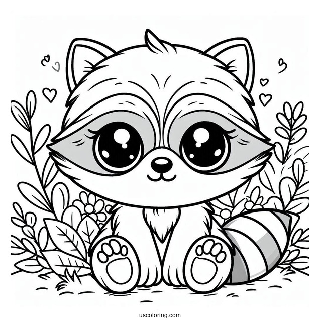 Cute Baby Raccoon Coloring Page For Preschoolers