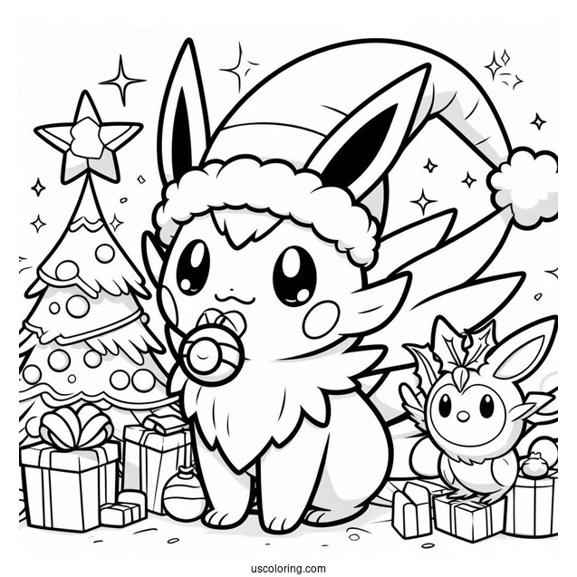 Pokemon Christmas Coloring Page V Card