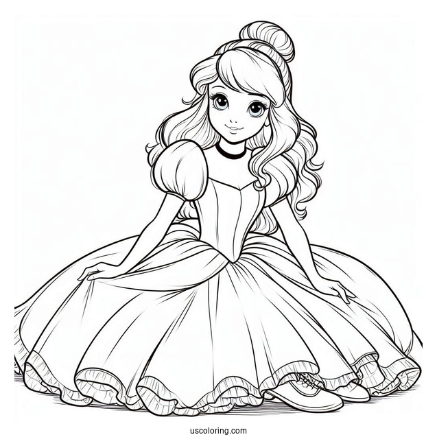 Cinderella In Normal Clothes Coloring Picture