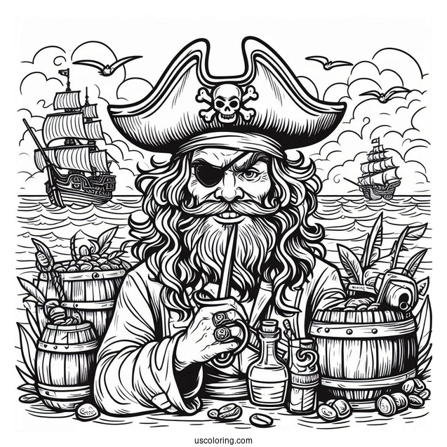 Davy Jones Pirate Coloring Page
