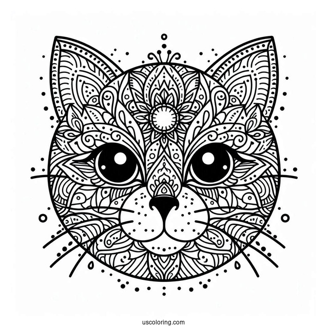Intricate Cat Face Mandala