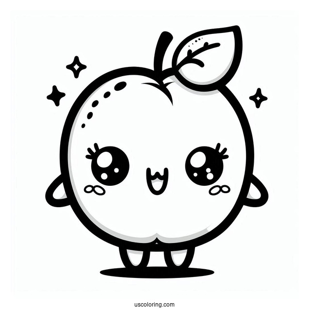Kawaii Peach Coloring Page For Kids