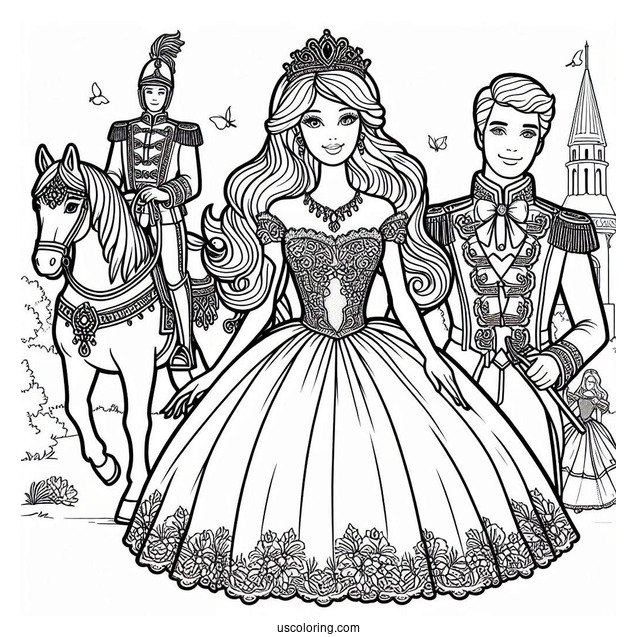 Princess Barbie With Prince And Horse