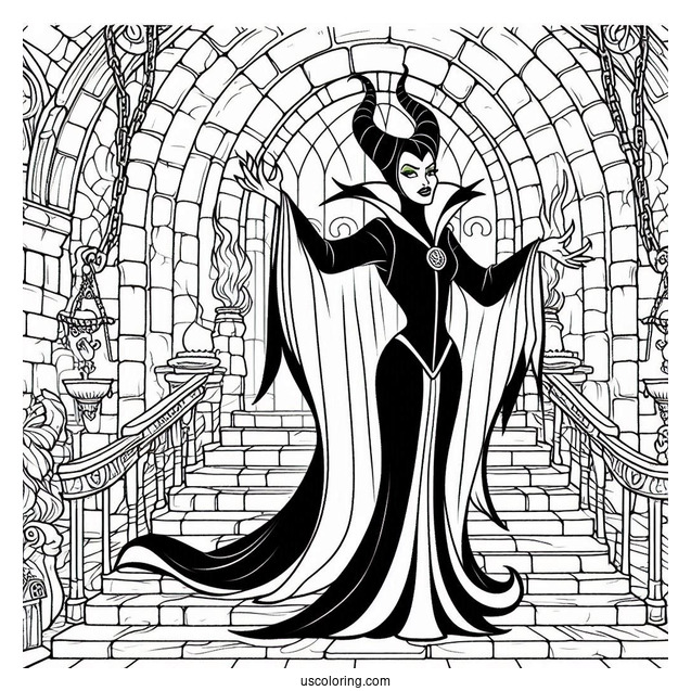 Maleficent In Castle Dungeon Coloring Page