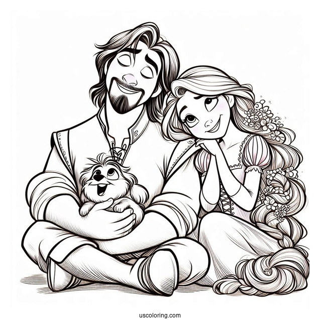 Eugene And Rapunzel Characters Coloring Page