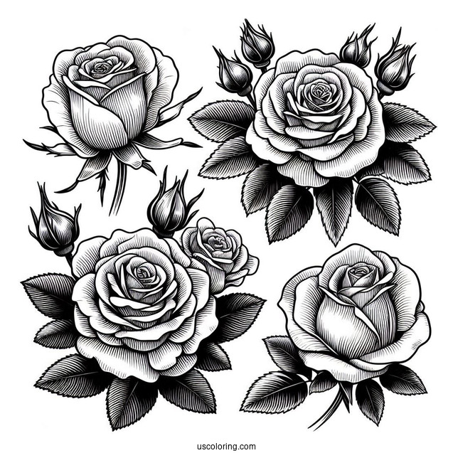 Blooming Roses Coloring Sheet