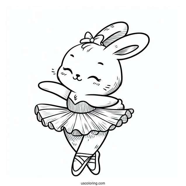 Cute Bunny Doing Ballet Coloring Page