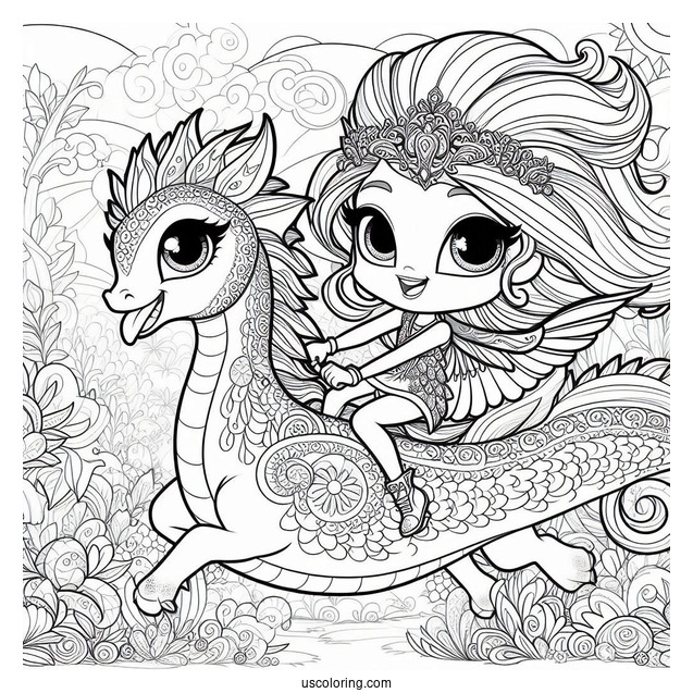 Shimmer And Shine Coloring Page Of And Leah Riding A Dragon