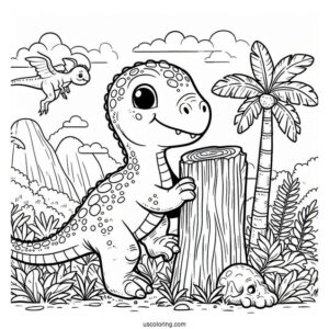 Simple Jobaria Dinosaur Coloring Page Of Climbing Up For Kids
