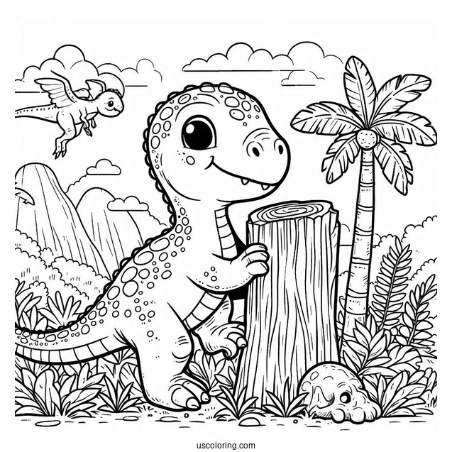 Simple Jobaria Dinosaur Coloring Page Of Climbing Up For Kids