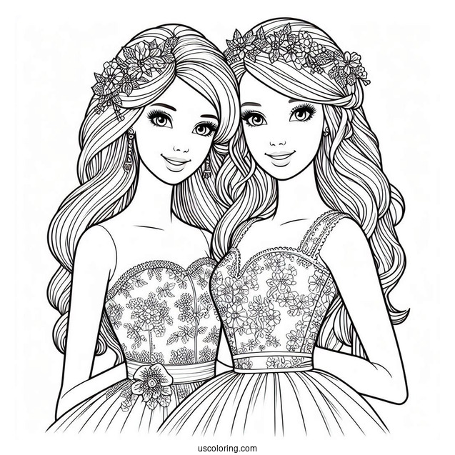 Barbie And Sister Kelly Coloring Page