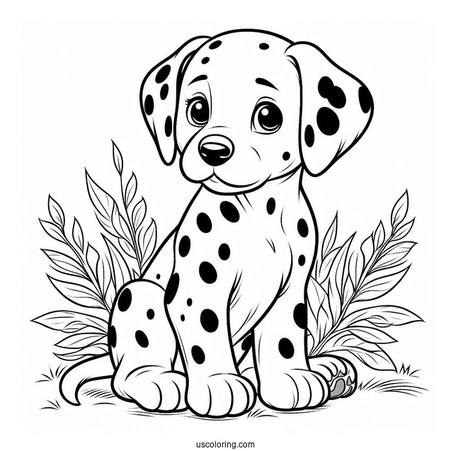 Dalmatian Puppy Sitting Coloring Page
