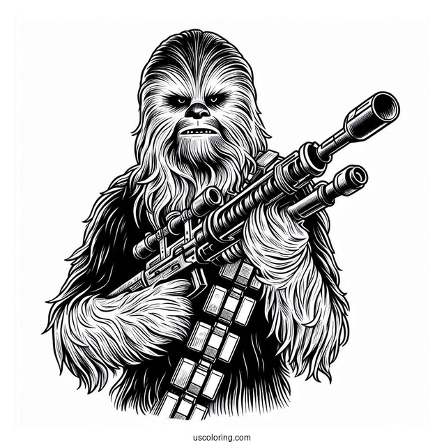 Chewbacca Holding Blaster Rifle