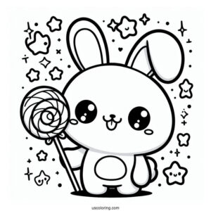 Sunny Bunnies Coloring Page Of Kawaii Big Boo With Lollipop For Kids