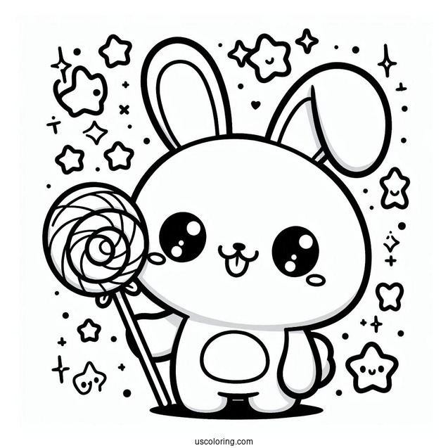 Sunny Bunnies Coloring Page Of Kawaii Big Boo With Lollipop For Kids