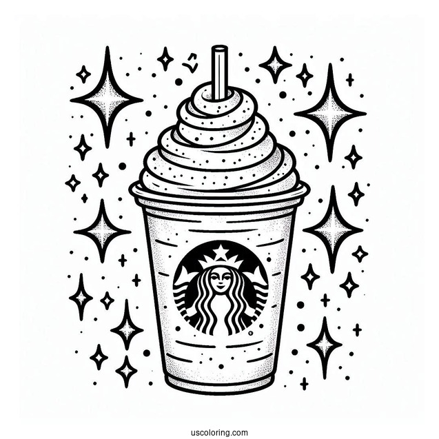 Starbucks Coloring Page Of Frappe With Starry Sparkles