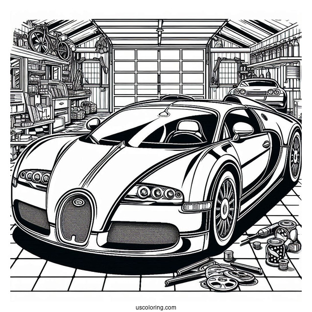 Bugatti Coloring Page Centodieci Inside Garage