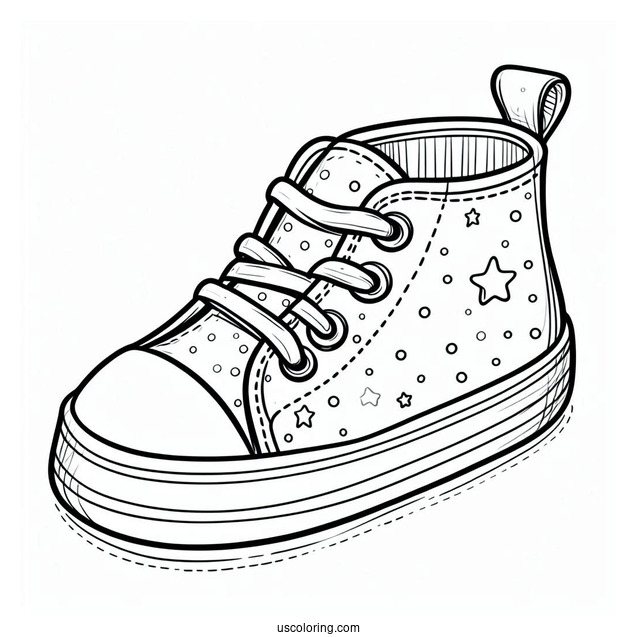 Outline Of Kid_s Rubber Shoes Coloring In