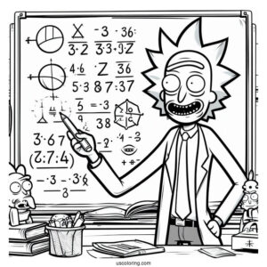 Rick and Morty Coloring Page Of Mr. Goldenfold Teaching Math