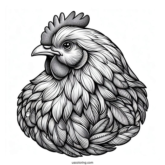 Realistic Chicken Head With Detailed Feathers