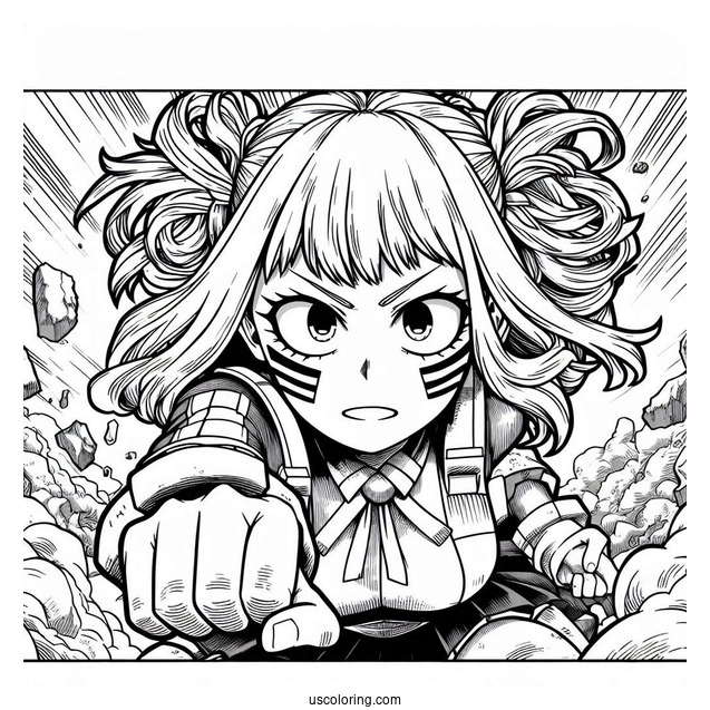 My Hero Academia Coloring Page Of Himiko Toga In Battle