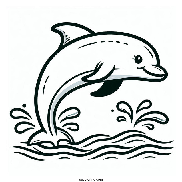 Easy Coloring Sheet For Dolphin For Preschoolers