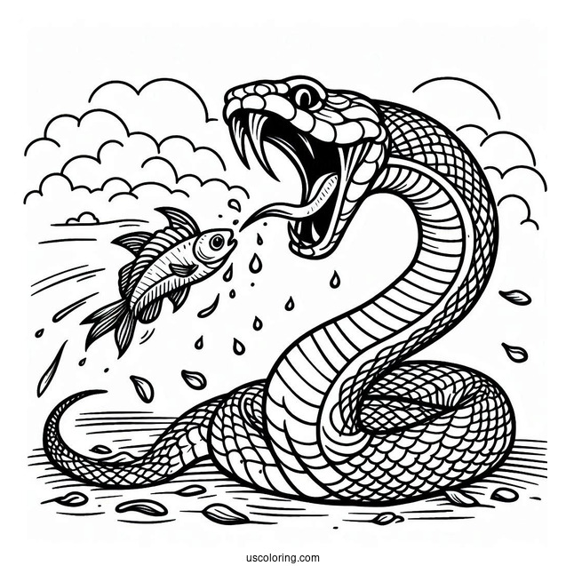 Coloring Page Of Snake Attacking Prey