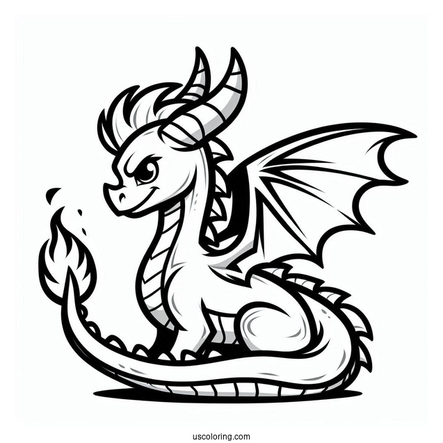 Easy Flame Dragon Outline From Sypro Coloring Page