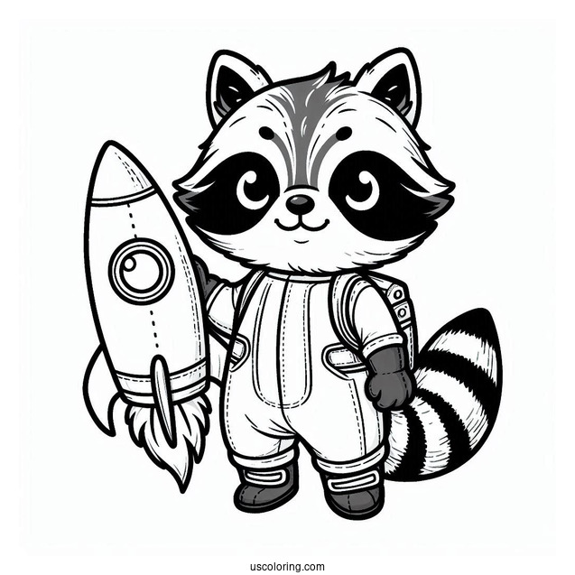Rocket Raccoon Coloring Page Holding A Normal Racoon For Kids