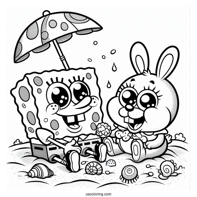 Sandy And SpongeBob Playing Together