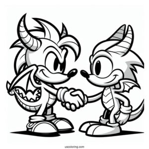Sypro Coloring Page Shaking Hands With Sonic