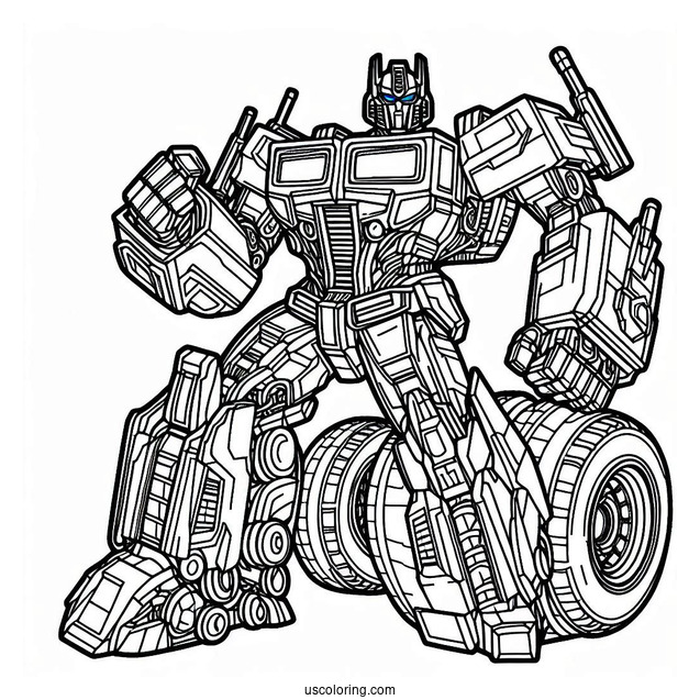 Intricate Outline Of Optimus Prime Coloring Page