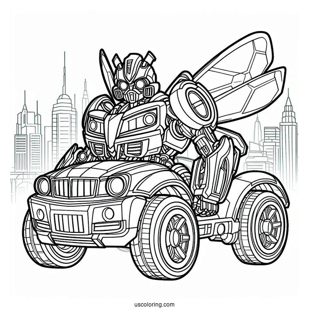 Autobot Bumblebee Coloring Page Form In The City