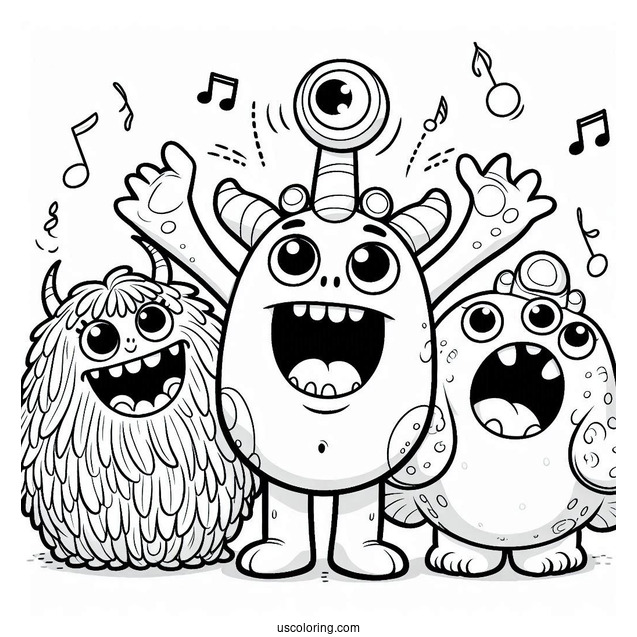 My Singing Monsters Coloring Page Of Mammott, Maw, Bowgart, And Fwog