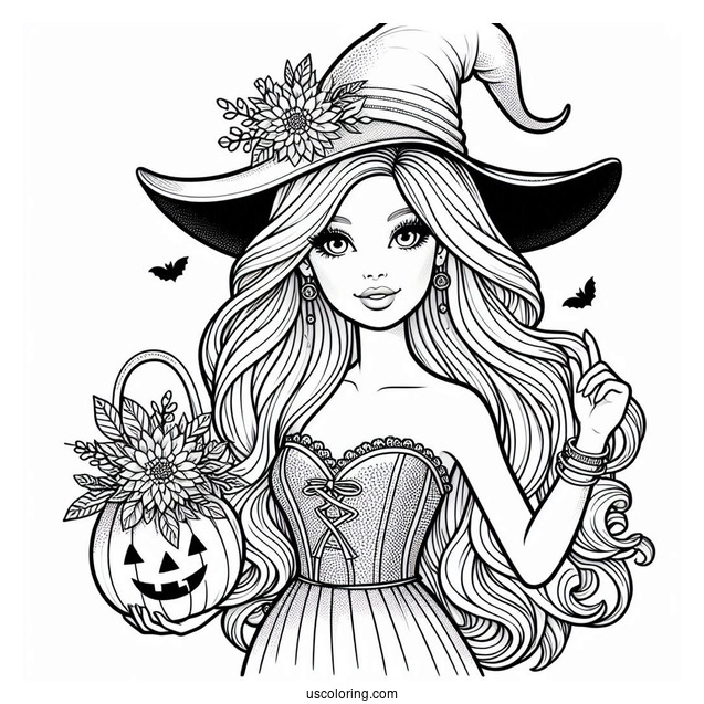 Barbie Wearing Witches Hat On Halloween