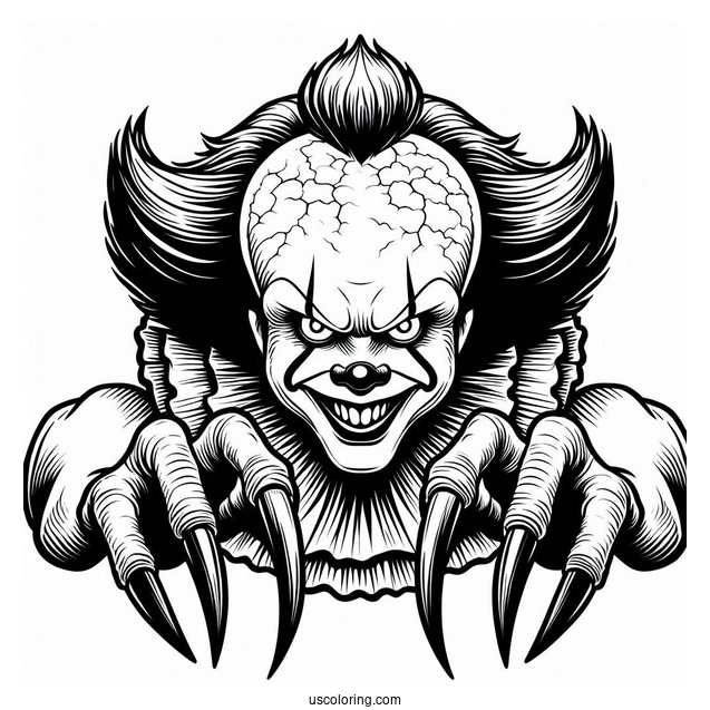 Pennywise With Sharp Claws Coloring Page