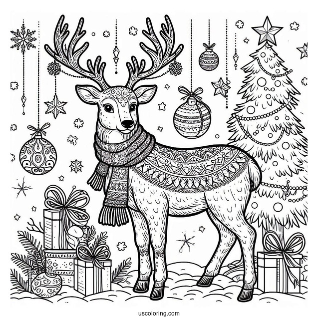 Large Adult Reindeer With Christmas Decorations
