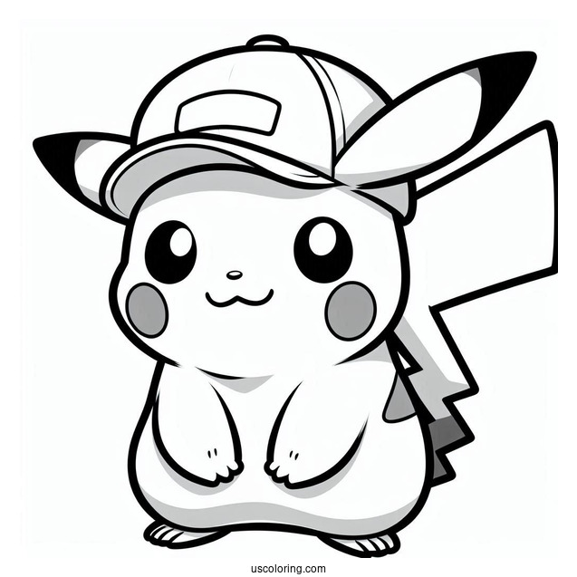 Coloring Sheet Of Pikachu Wearing Cap