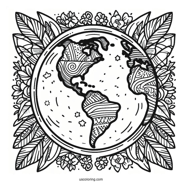 Coloring Page Of Earth With Country Borders