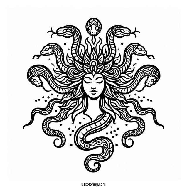 Medusa Coloring Page Snake Mandala