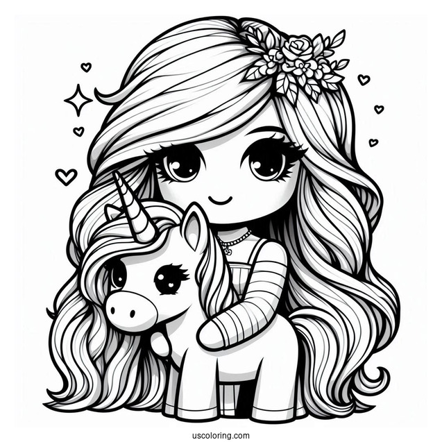 Roblox Girl Skin With Baby Unicorn Coloring Page