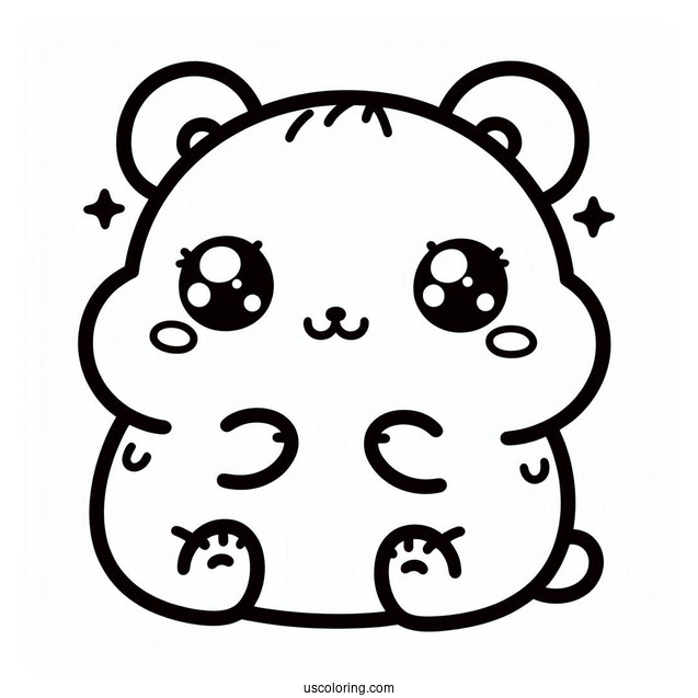 Kawaii Chubby Hamster Coloring Sheet