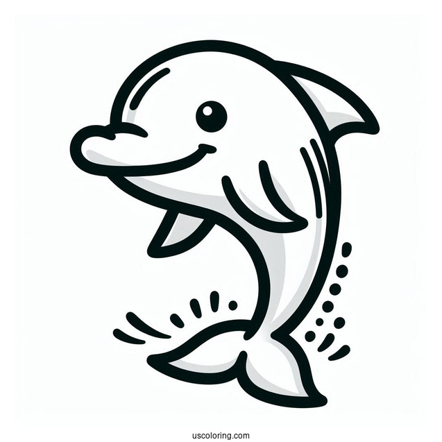 Simple Outline Of Smiling Dolphin To Color