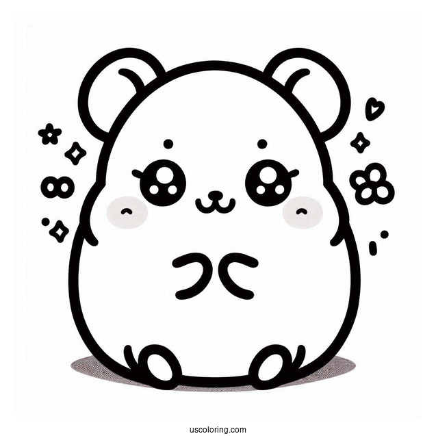 Kawaii Chubby Hamster Coloring Sheet