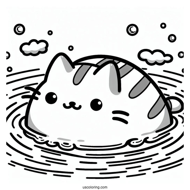 Pusheen Floating In The Water