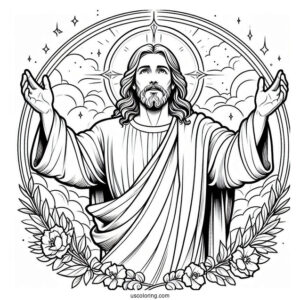 Blessed Jesus In Heaven Coloring In