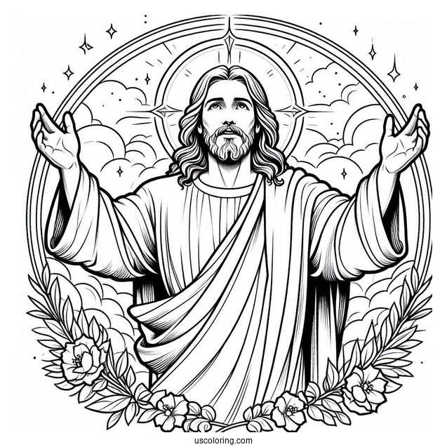 Blessed Jesus In Heaven Coloring In