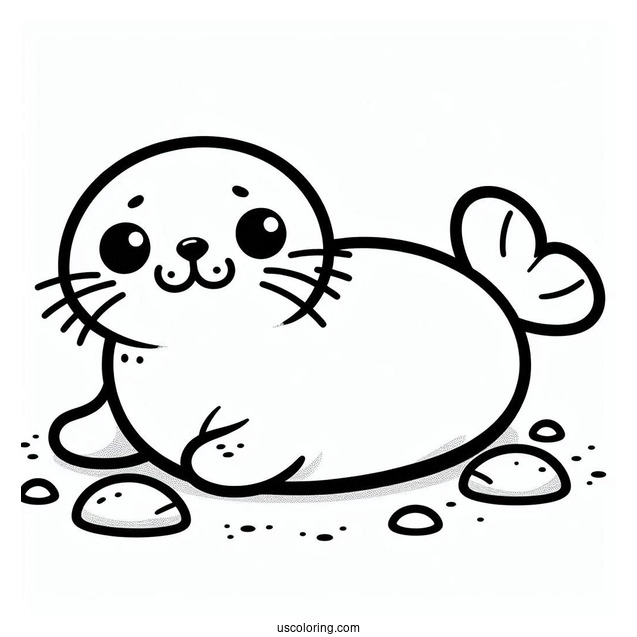 Cute Seal Coloring Page For Preschoolers